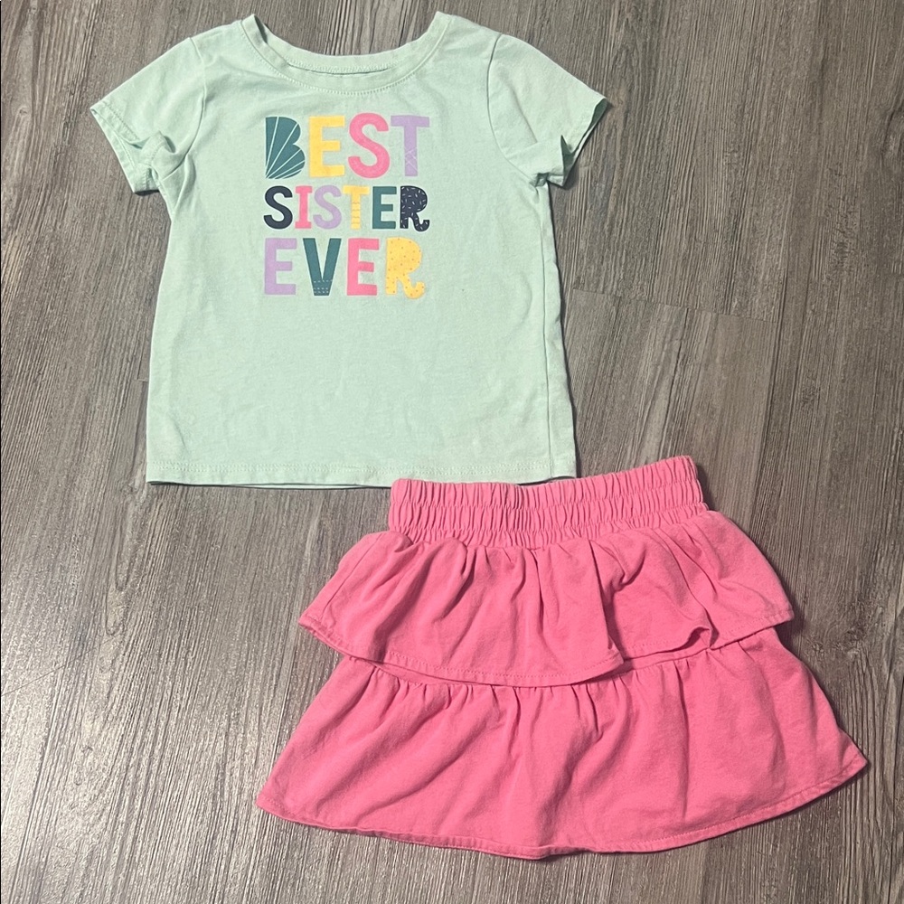Best Sister Ever T-Shirt and Pink Skort Set- Size 2T